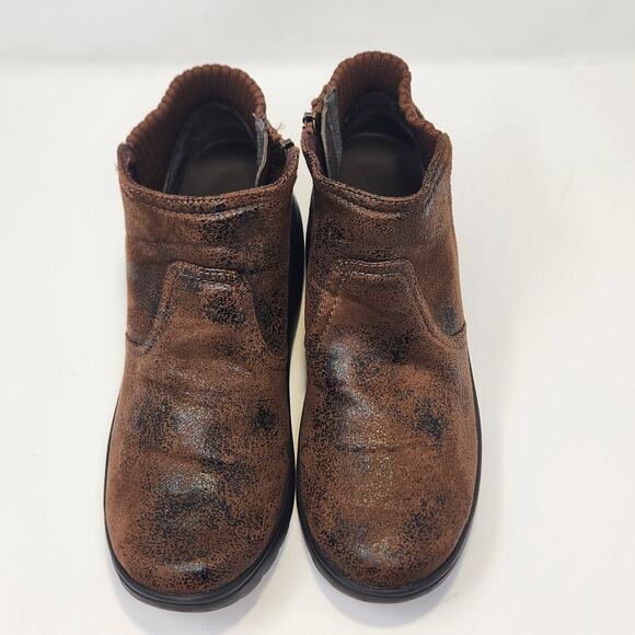 Bzees Weekend Wedge Ankle Boots Booties Brown Fabric Women Size 8M Comfort Zip - Picture 2 of 9